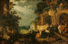 Landschap met ruïnes, vee en herten - Roelant Savery — weergave van het kunstwerk