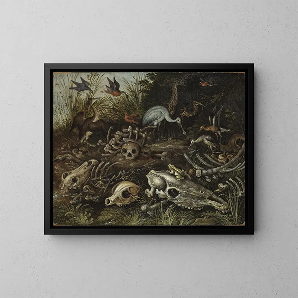 Memento mori - Roelant Savery — ingelijst kunstwerk aan de muur