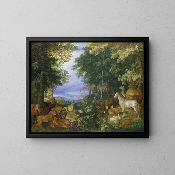 Orpheus die de dieren betovert met zijn muziek - Roelant Savery — ingelijst kunstwerk aan de muur