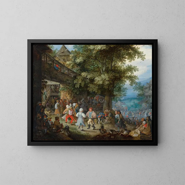 Landbouwers dansant devant une auberge bohémienne - Roelant Savery — ingelijst kunstwerk aan de muur