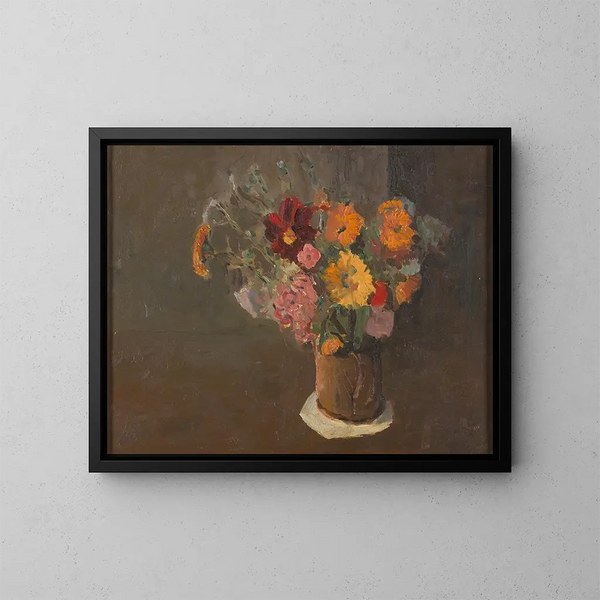 Natuurschilderij met madeliefjes van de Sint-Maarten in een pot en een pul - Roger Fry — ingelijst kunstwerk aan de muur
