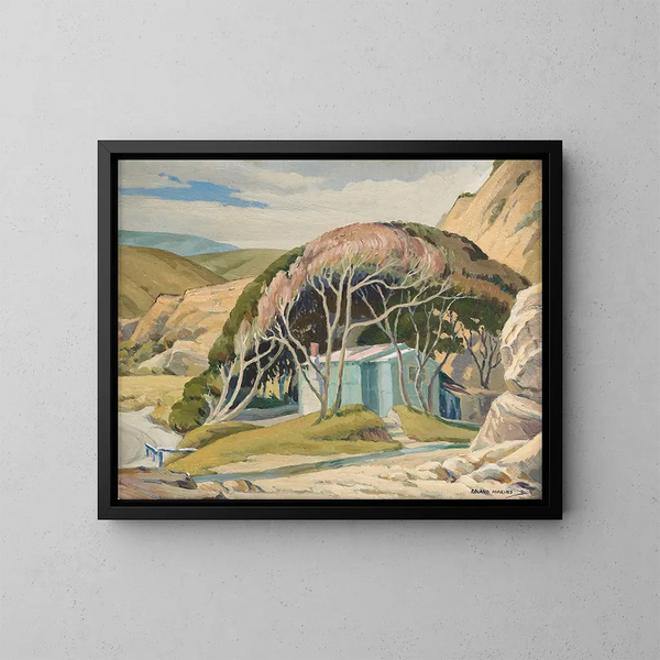 Vissershut - Roland Hipkins — ingelijst kunstwerk aan de muur