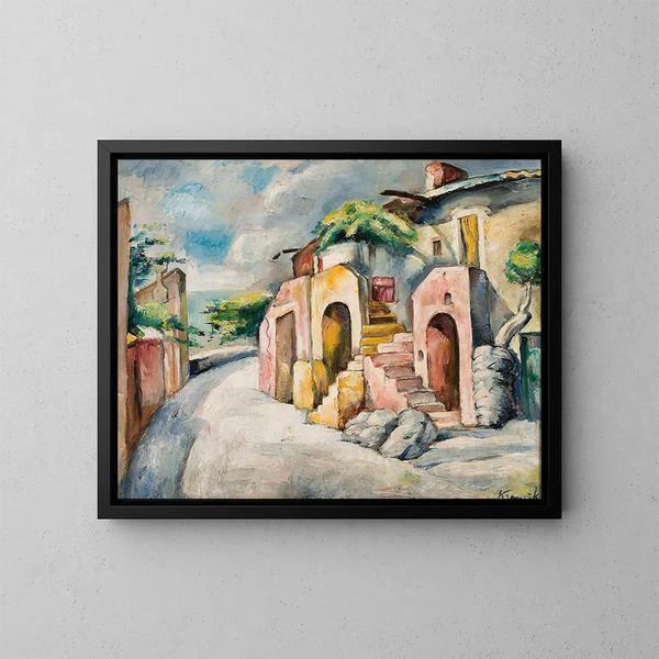 Landschap van Catalonië, Kleine straat in Collioure - Roman Kramsztyk — ingelijst kunstwerk aan de muur