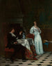 scène bij de haard - Roman Padlewski — weergave van het kunstwerk