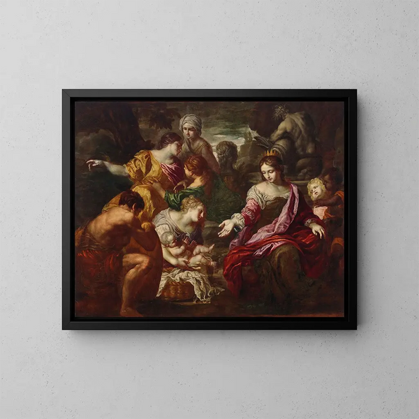 De ontdekking van Mozes - School van Rome — ingelijst kunstwerk aan de muur