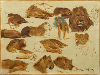 Rosa Bonheur - A sketch of lions and lionesses.webp