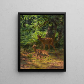 Does and stag at rest - Rosa Bonheur | Art print Painting Wall decoration poster copy