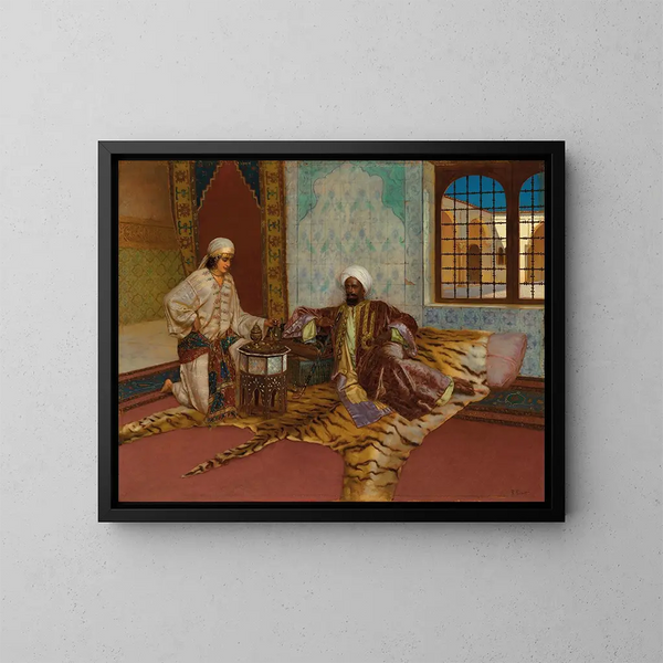 De waterpijp roker - Rudolf Ernst — ingelijst kunstwerk aan de muur