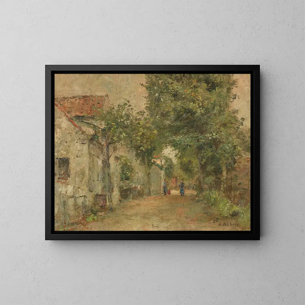 Vrouwen voor landelijke huizen - Rudolf Hückner — ingelijst kunstwerk aan de muur