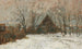Winter landscape painting with farm - Rudolf Hückner — artwork view