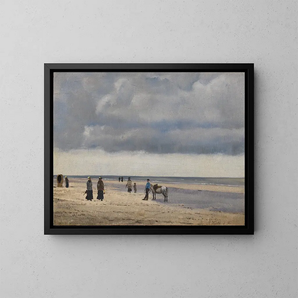 op het strand - Rudolf Hirth du Frênes — ingelijst kunstwerk aan de muur