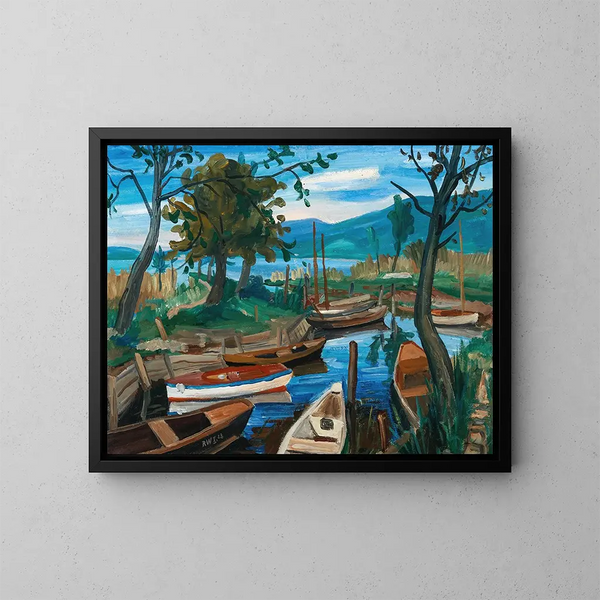 Landschap van het Bodenmeer - Rudolf Wacker — ingelijst kunstwerk aan de muur
