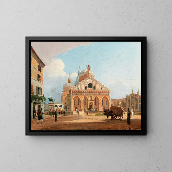 van het uitzicht op de basiliek van Sint-Antonius van Padua - Rudolf von Alt — ingelijst kunstwerk aan de muur
