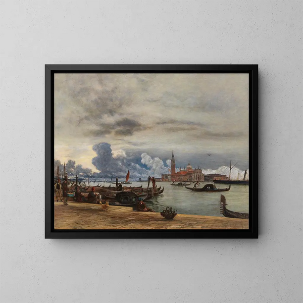 Uitzicht op San Giorgio Maggiore vanaf de Mole in Venetië - Rudolf von Alt — ingelijst kunstwerk aan de muur