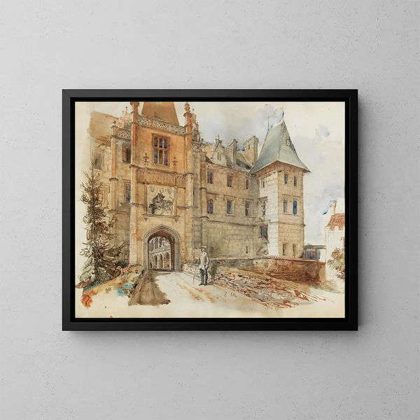 Pont en ingang van het kasteel van Leby - Rudolf von Alt — ingelijst kunstwerk aan de muur