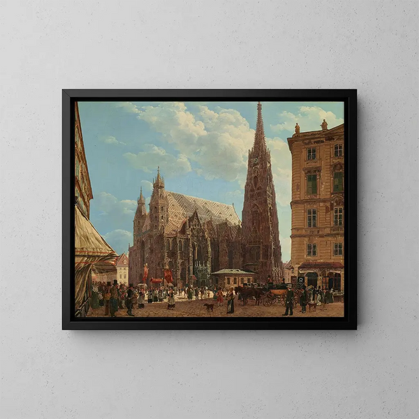 De Sint-Stefanuskathedraal van Wenen - Rudolf von Alt — ingelijst kunstwerk aan de muur