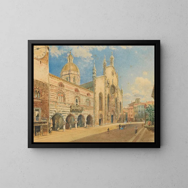 van de Kathedraal van Como - Rudolf von Alt — ingelijst kunstwerk aan de muur