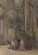 L interieur van de kathedraal Saint-Étienne in Wenen - Rudolf von Alt — weergave van het kunstwerk