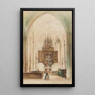 Rudolf von Alt - The Marian altar in the church of Hallstatt.webp