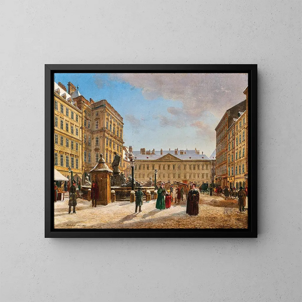 Het nieuwe marktplein in Wenen in de winter - Rudolf von Alt — ingelijst kunstwerk aan de muur