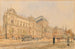 the University of Vienna on the Ringstrasse with horse-drawn tram and figures, view of the building still under construction in 1878, erected by Heinrich von Ferstel 1873-1884 - Rudolf von Alt — artwork view