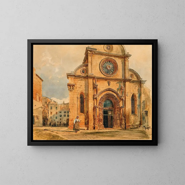 De kathedraal van Sibenik in Dalmatië - Rudolf von Alt — ingelijst kunstwerk aan de muur