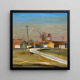Rue du village avec des poteaux téléphoniques près de Willing à Bad Aibling - Georg Hilz