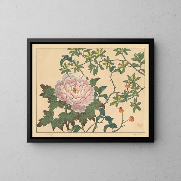 Pioenroos - Sakai Hōitsu — ingelijst kunstwerk aan de muur