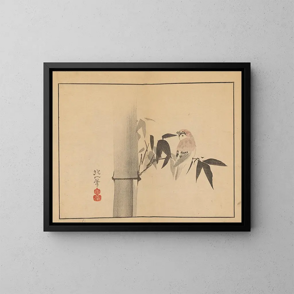 Sakai Hoitsu, bloemen- en vogelschilderij, Pl04 - Sakai Hōitsu — ingelijst kunstwerk aan de muur