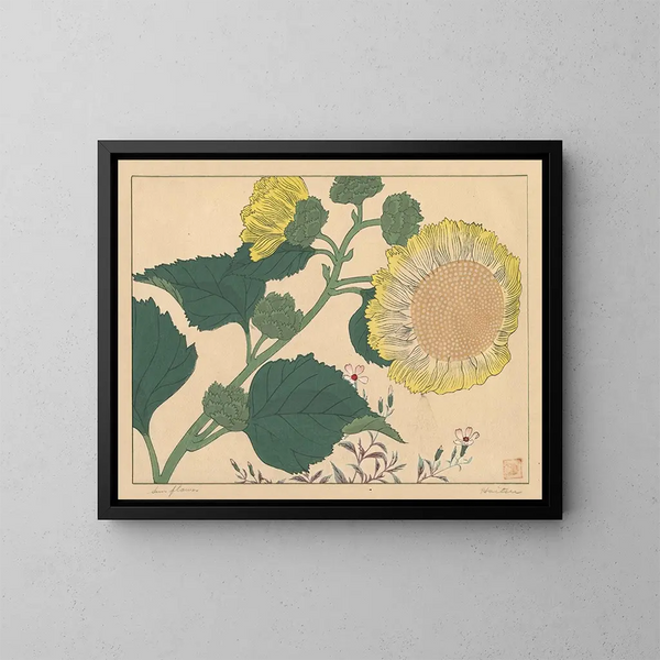 Zonnebloemen - Sakai Hōitsu — ingelijst kunstwerk aan de muur