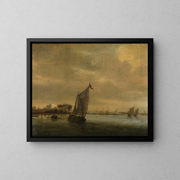 Kalme water - Salomon van Ruysdael — ingelijst kunstwerk aan de muur