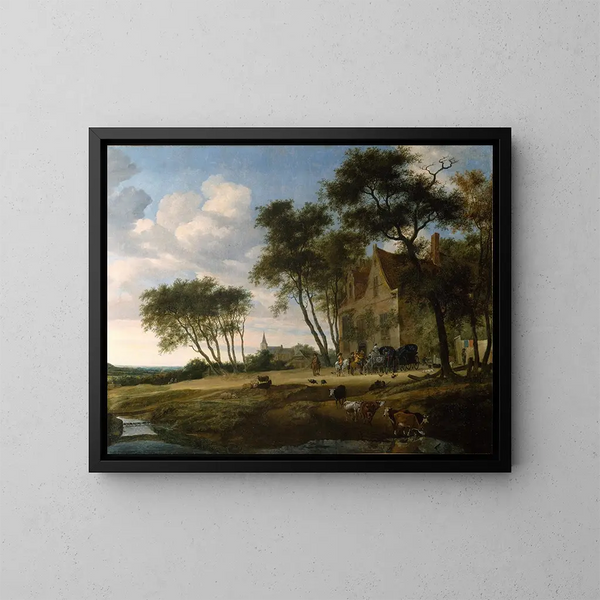 L'Arrêt - Salomon van Ruysdael — ingelijst kunstwerk aan de muur
