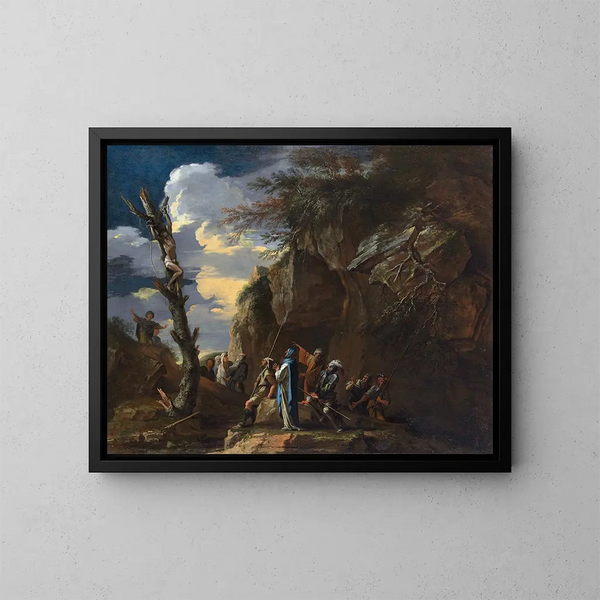 Kruisiging van Polycrate - Salvator Rosa — ingelijst kunstwerk aan de muur
