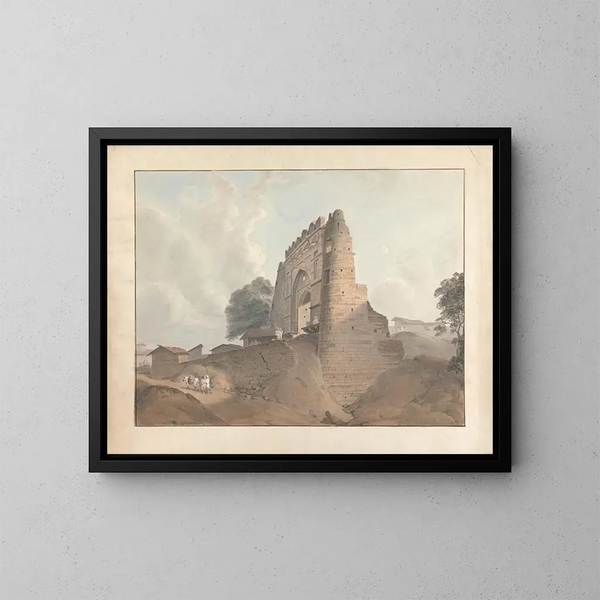 Poort van het oude fort in Benares - Samuel Davis — ingelijst kunstwerk aan de muur