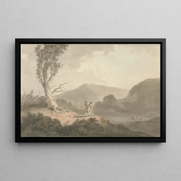 Samuel Davis - Two Men with Telescope Looking Across A River.webp
