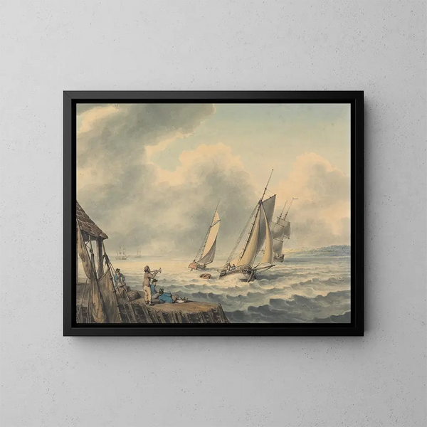 Een maritiem landschap - Samuel Howitt — ingelijst kunstwerk aan de muur