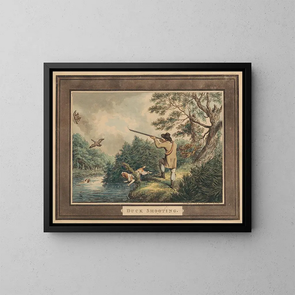 Jacht op eenden - Samuel Howitt — ingelijst kunstwerk aan de muur