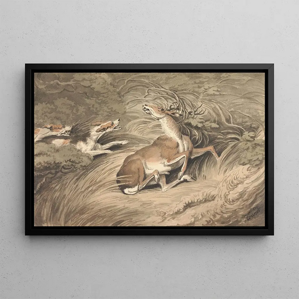 Samuel Howitt - Two Hounds Attacking a Stag at Bay.webp