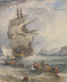 van zeilboten en kleine schepen in een ruwe zee voor de kusten - Samuel Owen — weergave van het kunstwerk