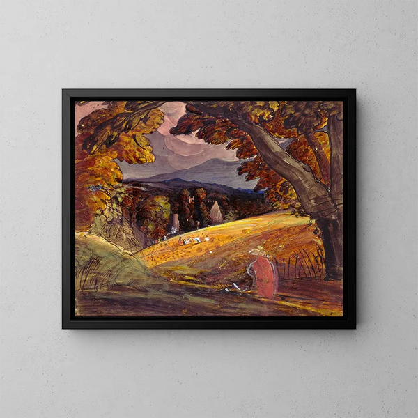 Maïssonneurs à la lumière du feu - Samuel Palmer — ingelijst kunstwerk aan de muur