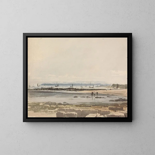 Strandscène - Samuel Prout — ingelijst kunstwerk aan de muur