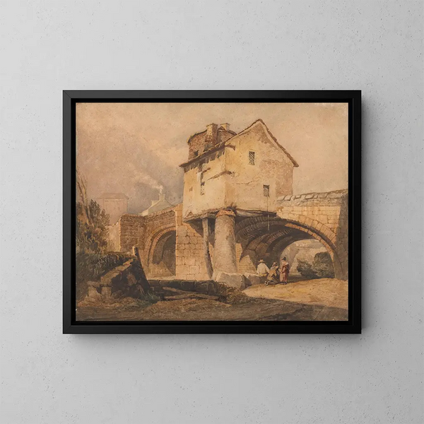 Het Monnow-brug in Monmouthshire - Samuel Prout — ingelijst kunstwerk aan de muur