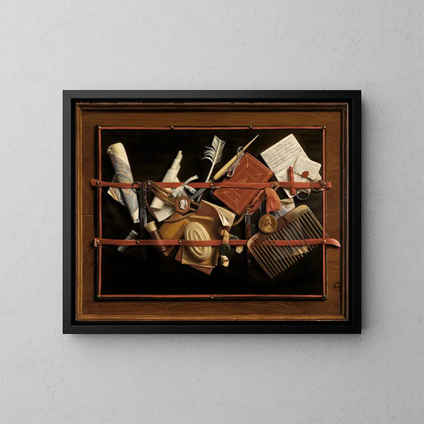 Natuurlijke stilleven met bedrieglijke ogen - Samuel van Hoogstraten — ingelijst kunstwerk aan de muur