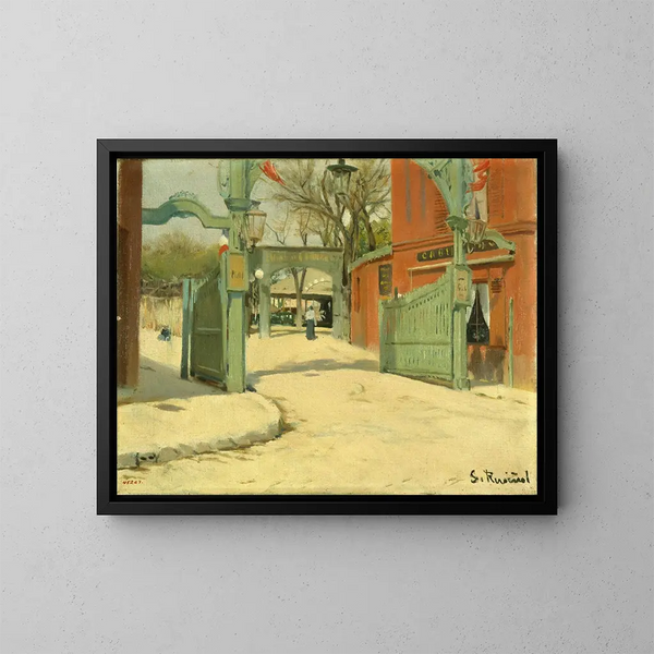 van Entrée du parc du Moulin de la Galette - Santiago Rusiñol — ingelijst kunstwerk aan de muur