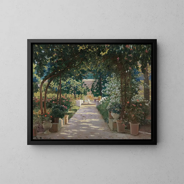 Pati de Jtiva - Santiago Rusiñol — ingelijst kunstwerk aan de muur