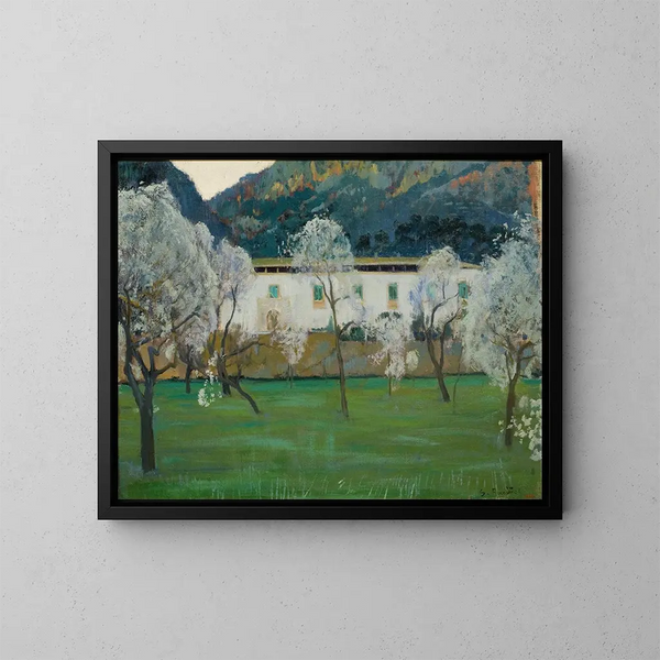 van het witte landhuis in Bunyola, Mallorca - Santiago Rusiñol — ingelijst kunstwerk aan de muur