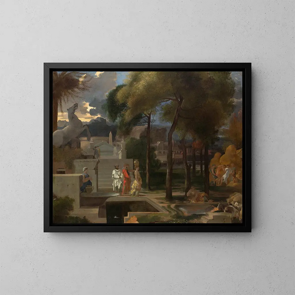 Een klassiek landschap - Sébastien Bourdon — ingelijst kunstwerk aan de muur