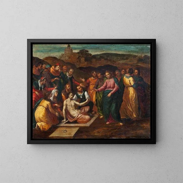 De verrijzenis van Lazarus - Scarsellino — ingelijst kunstwerk aan de muur