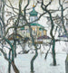 Reproductie van het schilderij Winterlandschap met kerk - Abraham Manievich