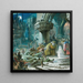 Scene from Sleeping Beauty, the good fairy leaving the princess's christening and heading towards her car pulled by dragons - Richard Doyle — framed artwork on a wall
